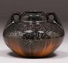 Fulper Pottery Mirror Black Two-Handle Vase c1910s