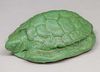 Walrath Pottery Matte Green Turtle Paperweight c1910