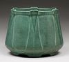 Larger Arts & Crafts Matte Green Buttress Vase c1910