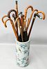 Collection of Antique Canes and Umbrellas in Stand