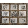 ROCÍO MALDONADO, 9 Cabezas, Firmado y fechado 82, Tinta china sobre papel de arroz sobre papel de estraza, 186 x 230 cm, Con constancia | ROCÍO MALDON