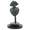 CARMEN PARRA, El corazón de Santa Teresa, Firmada, Escultura en bronce en base de mármol, 26 x 15 x 15 cm medidas totales, Constancia | CARMEN PARRA, 