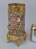 Moser Gilt/Polychrome Decorated Footed Vase