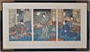 Framed Japanese Tryptich Woodblock Print