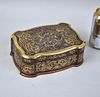 Brass & Silver Inlaid Serpentine Lidded Wooden Box
