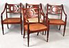 Set Four Regency Style Carved Cane Seat Armchairs