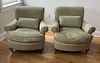 Pair Designer Upholstered Club Chairs