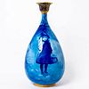 Doulton Burslem Blue Children Vase, Girl With Basket