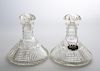 PAIR OF CUT-GLASS SHIP'S DECANTERS AND STOPPERS