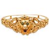 Antique 14k Gold Lion and Semi Precious Bangle Bracelet