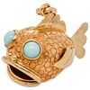 Retro 18K Gold & Turquoise Blowfish