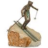 Mid Century Curtis Jere Bronze Skier Sculpture