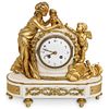 Antique French Gilded Bronze & Marble Mantel Clock