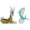 (2 Pc) Murano Art Glass Animal Figurines