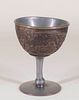 Chinese Coconut and Pewter 'Three Firends' Stem Cup
