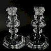 Pair Baccarat Crystal Candlesticks. Signed.