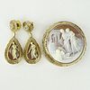 Italian Victorian Era 14 Karat Yellow Gold Mounted Carved Shell Cameo Pendant/ Brooch and Earring Suite.