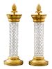 French Empire Style Ormolu & Crystal Candleholders