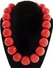Chinese Carved Cinnabar Lacquer Bead Necklace