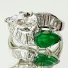 Lady's Vintage Approx. 1.70 Carat Pear Shape Diamond, 1.50 Carat Pear Shape Emerald and Platinum Cross Over Ring