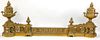 Neoclassical Brass Fireplace Chenets & Fender