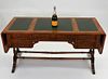Mahogany Leather Top Stretcher Base Library Desk