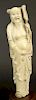 19/20th C Chinese Carved Ivory Figure "Immortal". Pinned to Hardwood Base.
