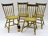 4PC Yellow Painted Landscape Windsor Chairs