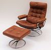 2PC Eames Style Leather Chair & Ottoman Set
