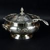 Vintage Hand Chased Silverplate Soup Tureen With Ladle.
