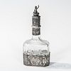 Hanau Silver-cased Etched Glass Decanter, Hanau, Germany, c. 1874-1926, probably Storck & Sinsheimer, maker, featuring cherubs playing