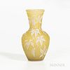 Thomas Webb & Sons Cameo Glass Vase, England, 1895-1900, decorated with fruiting vine in white and rose on citron ground, mark in banne