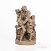John Rogers Figural Group, New York, painted plaster depiction titled Rip Van Winkle At Home, ht. 18 in. Provenance: Townshend Collecti