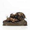 After Pierre Jules Mene (French, 1810-1879)  Chasse au Lapin, No. 24 in Mene's catalogue, the dogs modeled burrowing/hu...