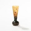Daum Nancy Cameo and Enameled Glass Vase, Nancy, France, early 20th century, vasiform with bulbous base, polychrome enamel depicting fl