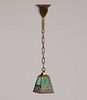 Arts & Crafts Brass & Slag Glass Hanging Light c1910s