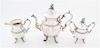 An American Silver-plate Tea and Coffee Service, Goldfeder Silver Co., Yalesville, CT, comprising a covered sugar, a teapot, a c