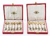 * A Set of Twelve Danish Enameled Silver Spoons Length 3 3/4 inches.