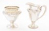 * An American Art Nouveau Silver Creamer and Sugar Set Height 6 1/4 inches.