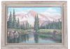 Western Mountain Pond Painting by M. Donnelly 1900