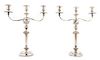 A Pair of Silver-plate Three-Light Candelabra Height 19 1/2 inches.