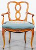 An Italian Open Arm Chair Height 34 3/4 inches.