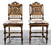 A Pair of Brittany Style Carved Side Chairs. Height 39 inches.
