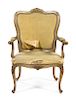 * A Louis XV Style Painted Fauteuil Height 38 inches.