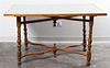 * A Continental Oak Folding Table Height 30 1/4 x width 52 3/4 x depth 34 3/4 inches.