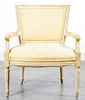 * A Louis XVI Style Painted Fauteuil Height 30 1/2 inches.