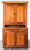An American Pine Step Back Cupboard Height 78 1/2 x width 43 1/2 x 18 1/4 inches.