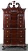 An American Chippendale Style Mahogany High Chest of Drawers Height 88 1/2 x width 43 x depth 21 1/2 inches.
