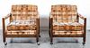 A Pair of Upholstered Lounge Chairs Height 30 x width 28 x depth 26 inches.