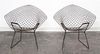 A Pair of Harry Bertoia Style Wire Diamond Chairs Height 30 inches.